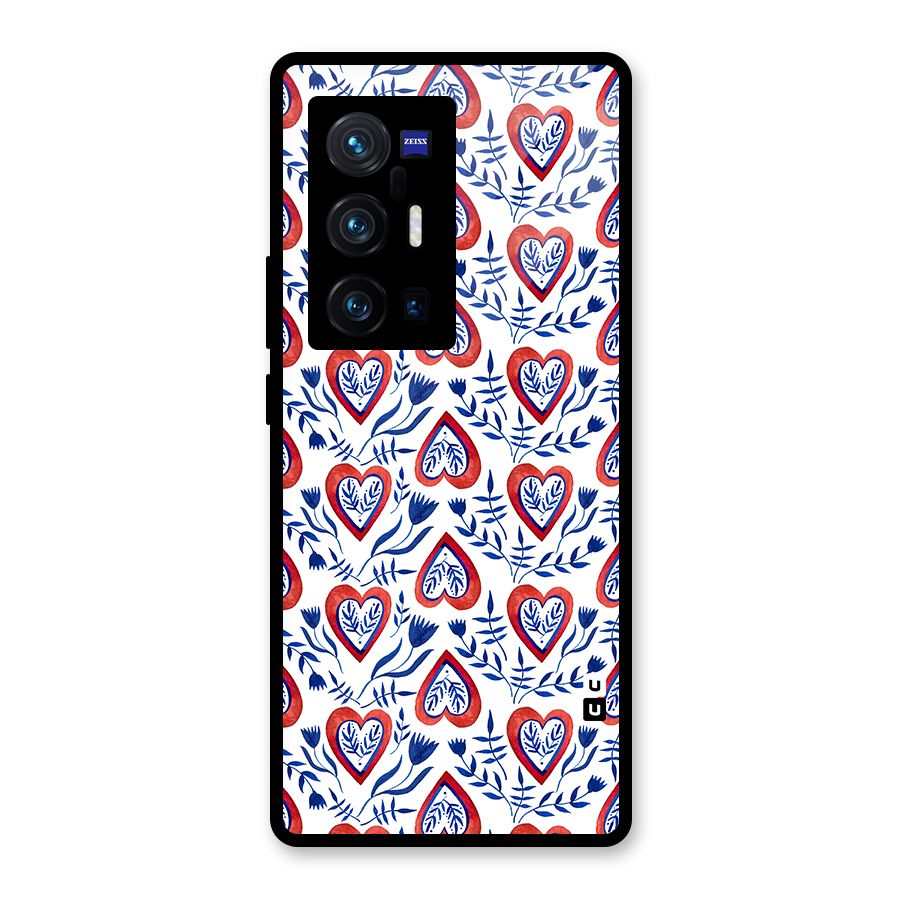 Wrapping Hearts Pattern Glass Back Case for Vivo X70 Pro Plus