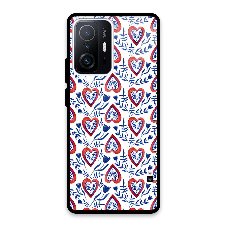 Wrapping Hearts Pattern Glass Back Case for Xiaomi 11T Pro
