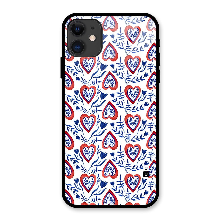 Wrapping Hearts Pattern Glass Back Case for iPhone 11