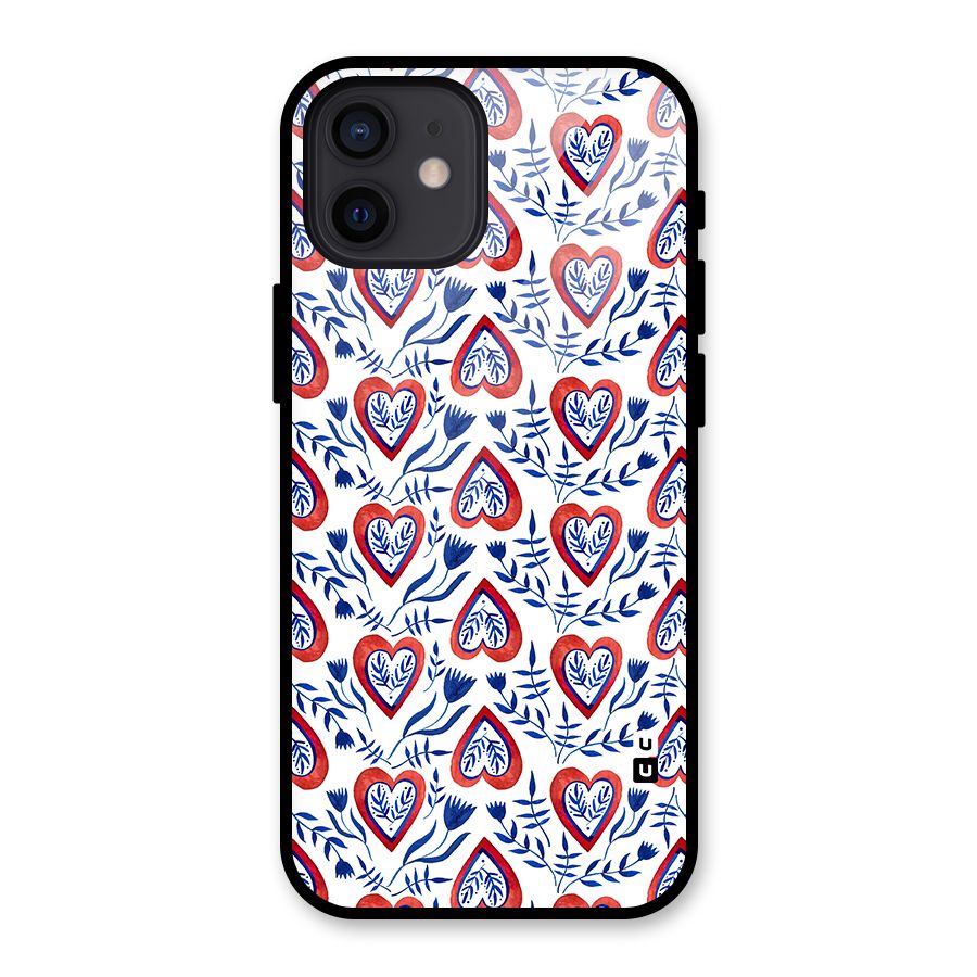 Wrapping Hearts Pattern Glass Back Case for iPhone 12