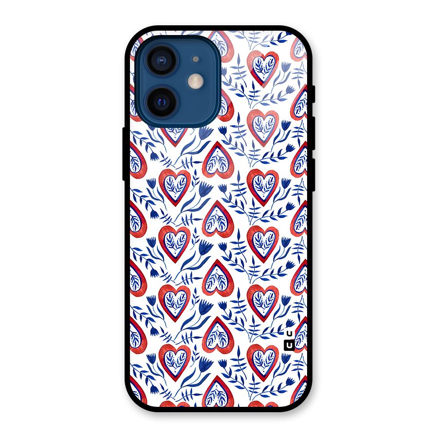 Wrapping Hearts Pattern Glass Back Case for iPhone 12 Mini