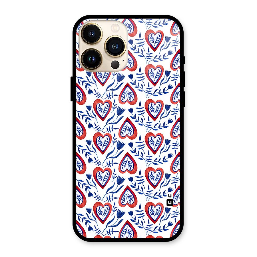 Wrapping Hearts Pattern Glass Back Case for iPhone 13 Pro Max