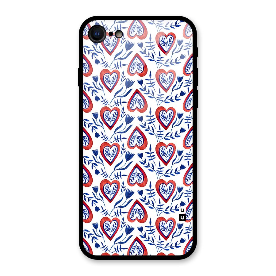 Wrapping Hearts Pattern Glass Back Case for iPhone 7