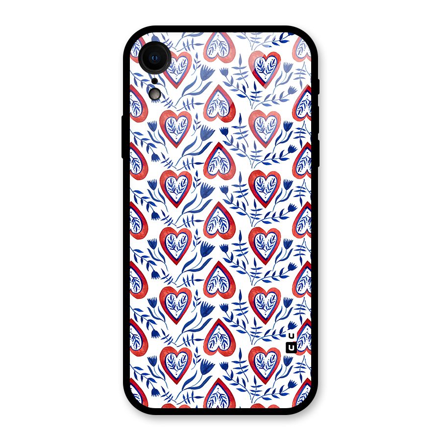 Wrapping Hearts Pattern Glass Back Case for iPhone XR