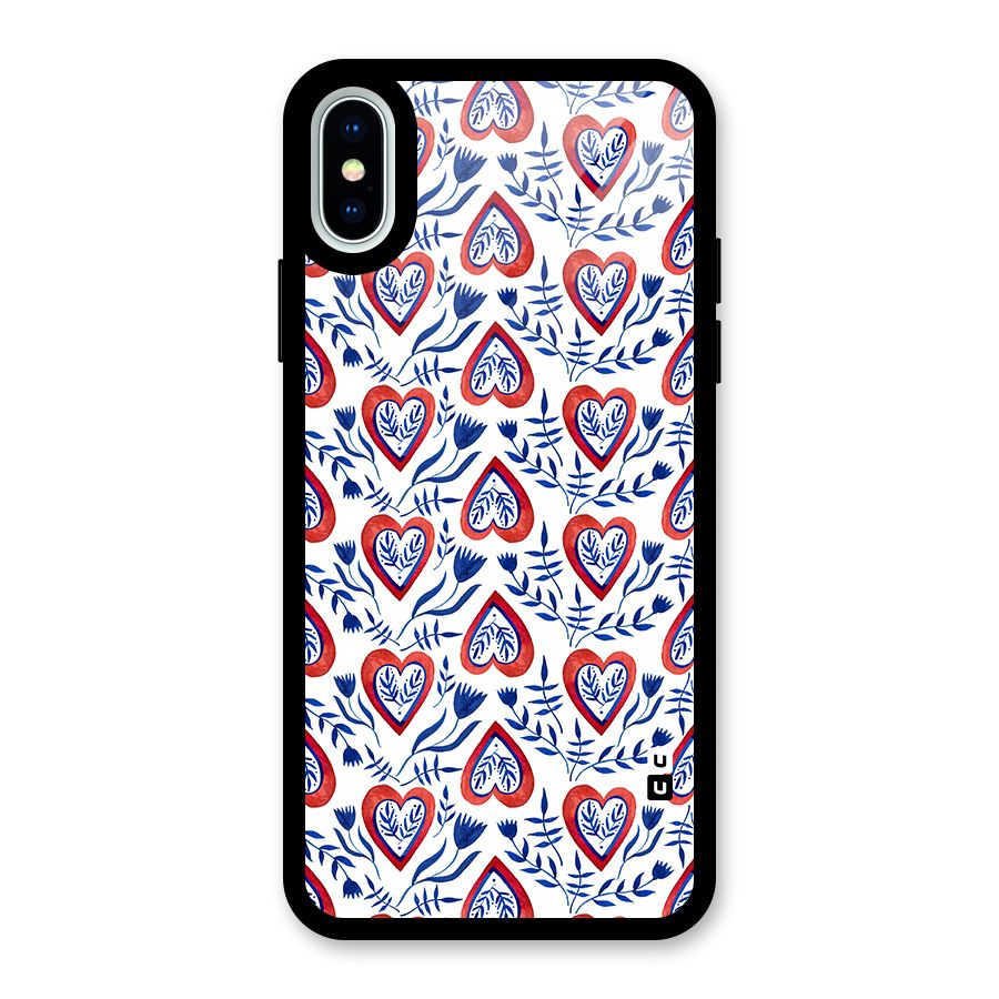 Wrapping Hearts Pattern Glass Back Case for iPhone XS