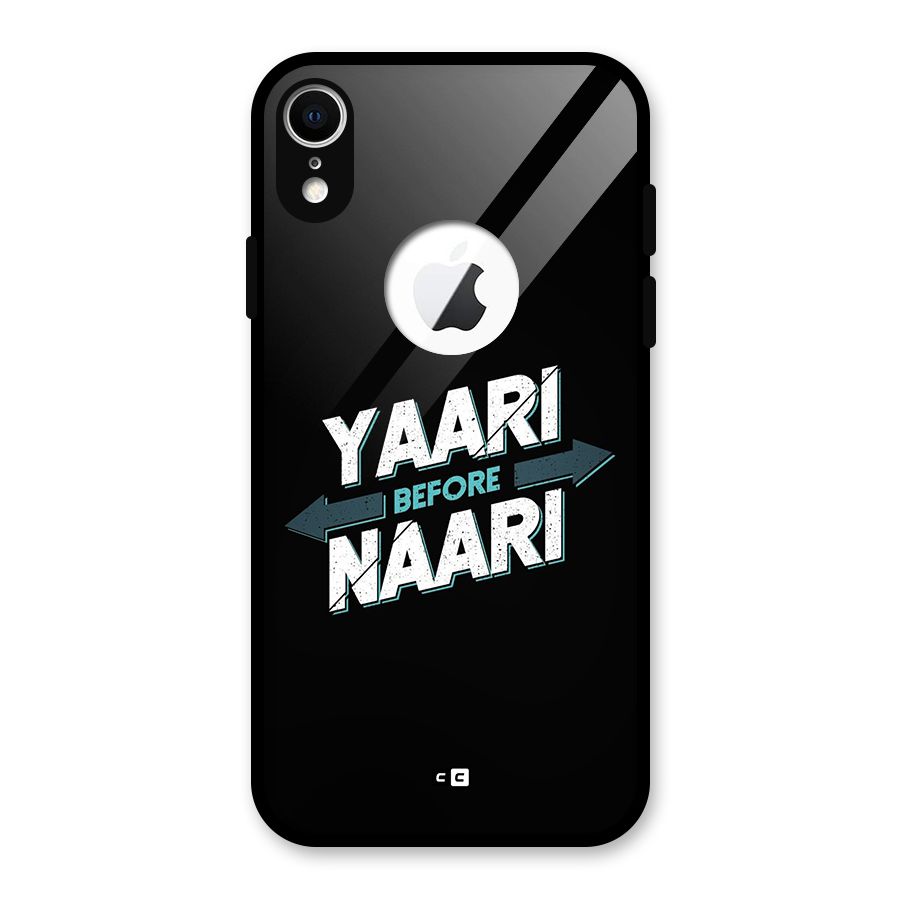 Yaari Naari Glass Back Case for iPhone XR Logo Cut