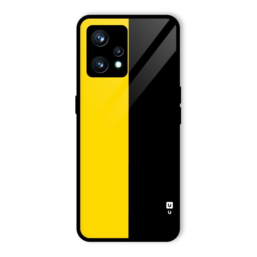 Yellow Black Super Minimalistic Glass Back Case for Realme 9