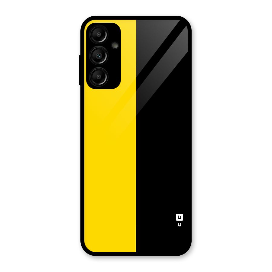 Yellow Black Super Minimalistic Glass Back Case for Galaxy A14 5G