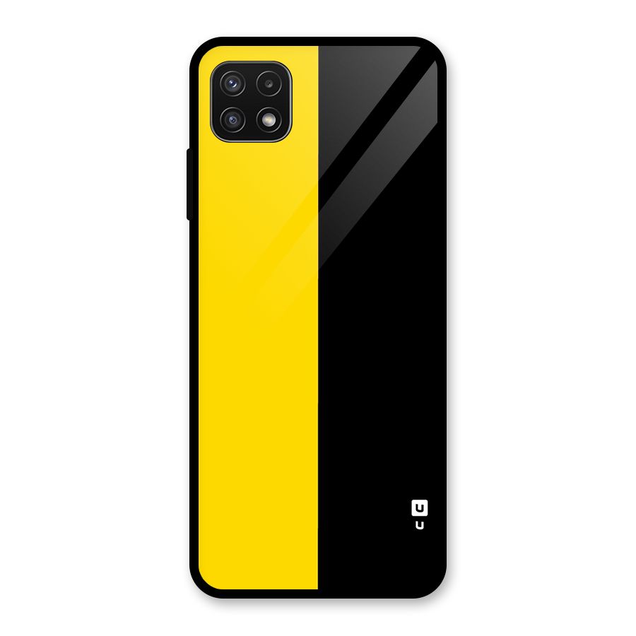 Yellow Black Super Minimalistic Glass Back Case for Galaxy A22 5G