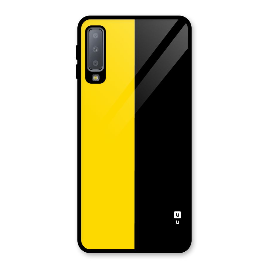 Yellow Black Super Minimalistic Glass Back Case for Galaxy A7 (2018)
