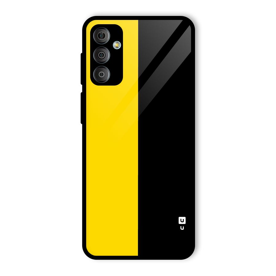 Yellow Black Super Minimalistic Glass Back Case for Galaxy F23
