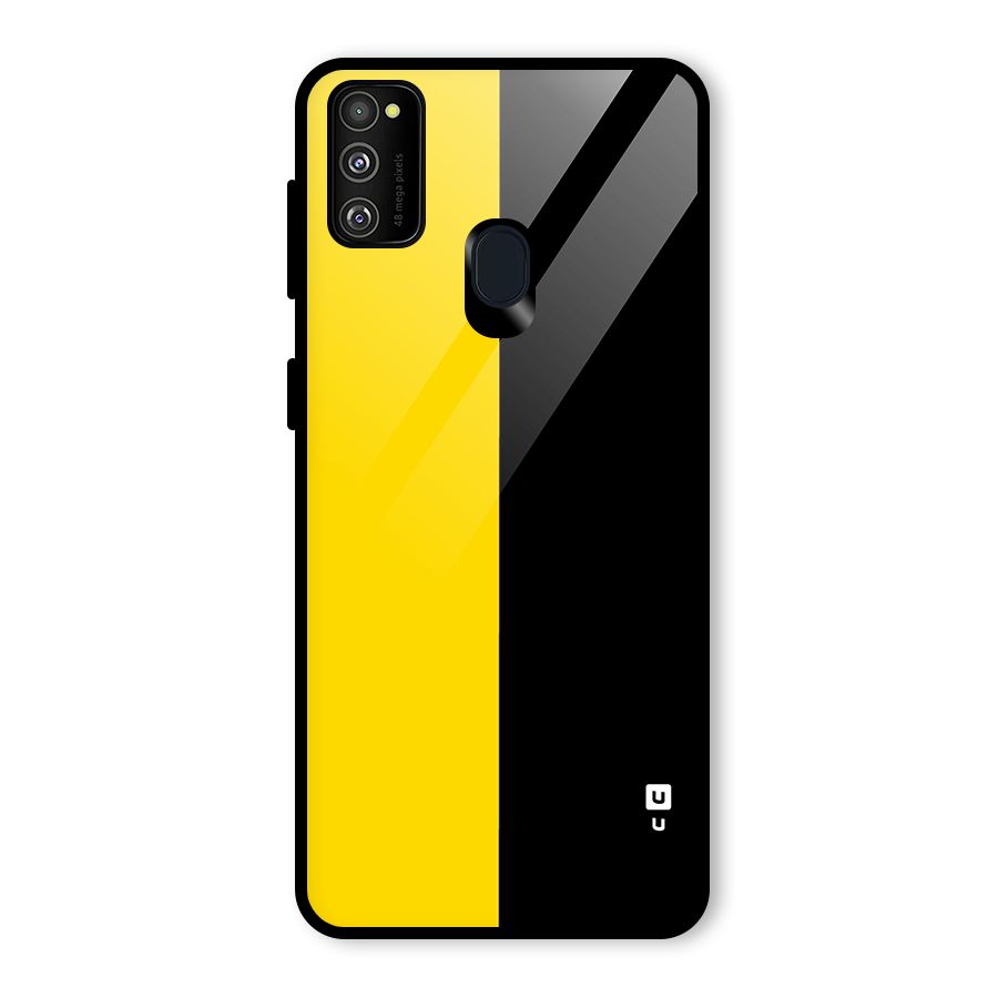 Yellow Black Super Minimalistic Glass Back Case for Galaxy M30s