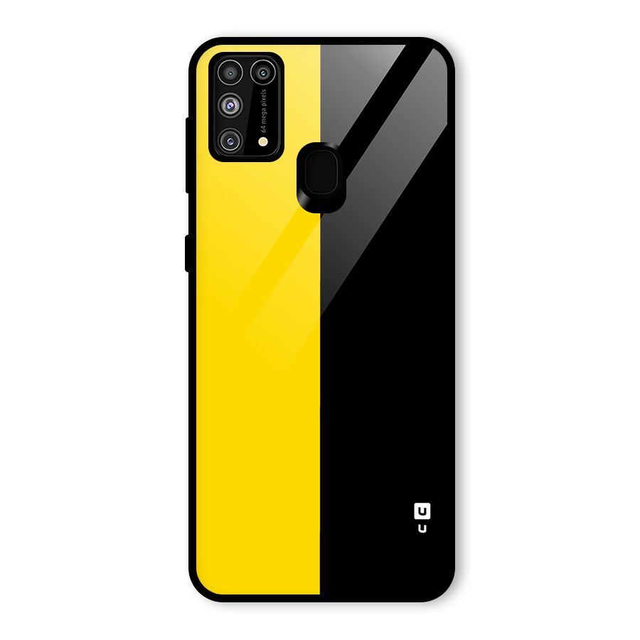 Yellow Black Super Minimalistic Glass Back Case for Galaxy M31