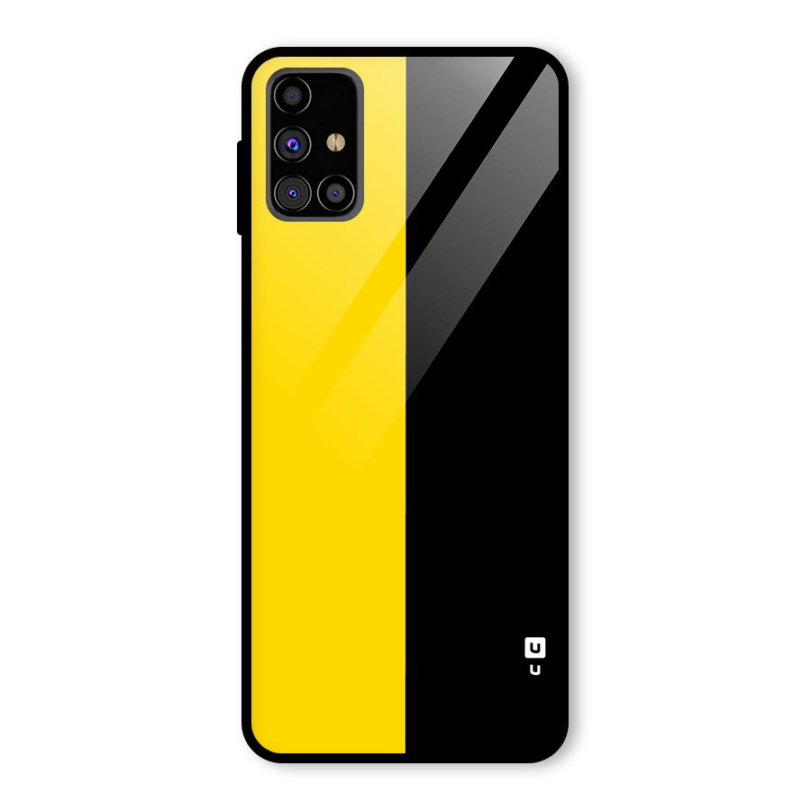 Yellow Black Super Minimalistic Glass Back Case for Galaxy M31s
