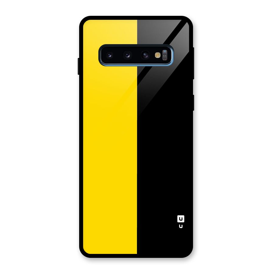 Yellow Black Super Minimalistic Glass Back Case for Galaxy S10