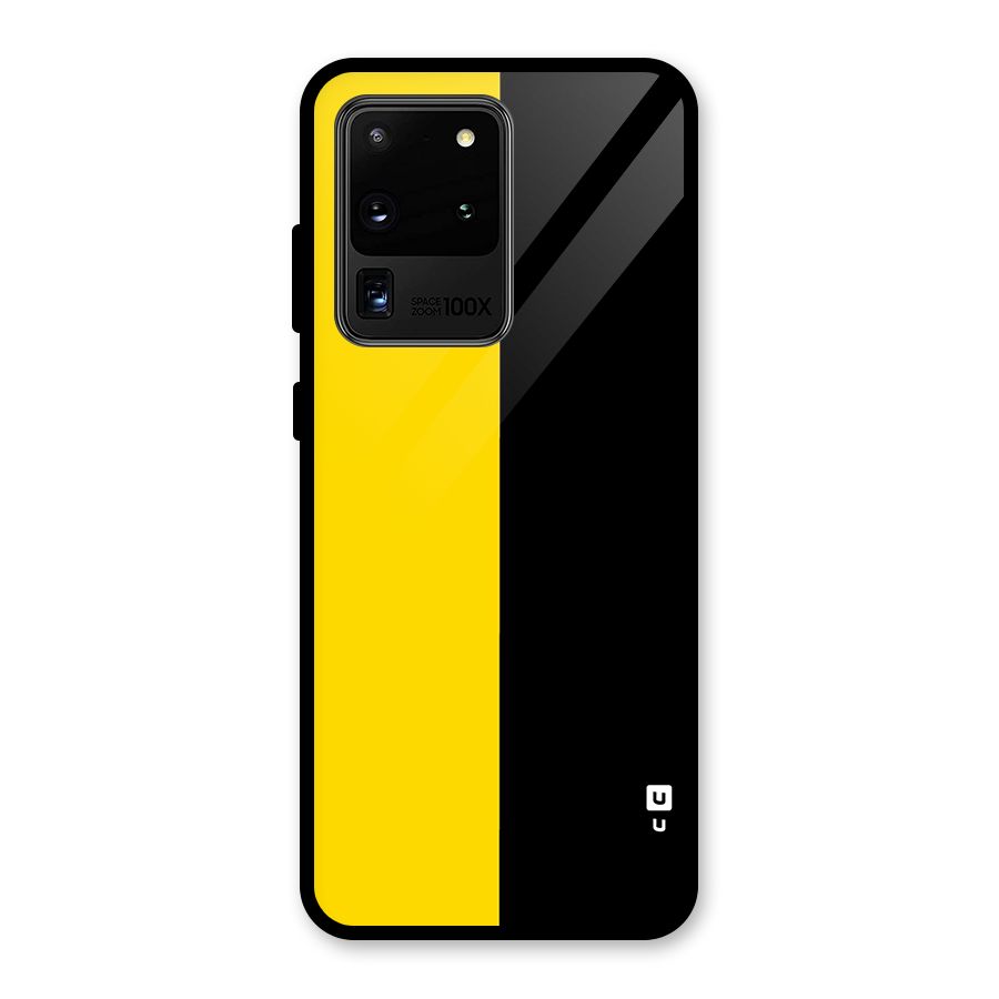 Yellow Black Super Minimalistic Glass Back Case for Galaxy S20 Ultra