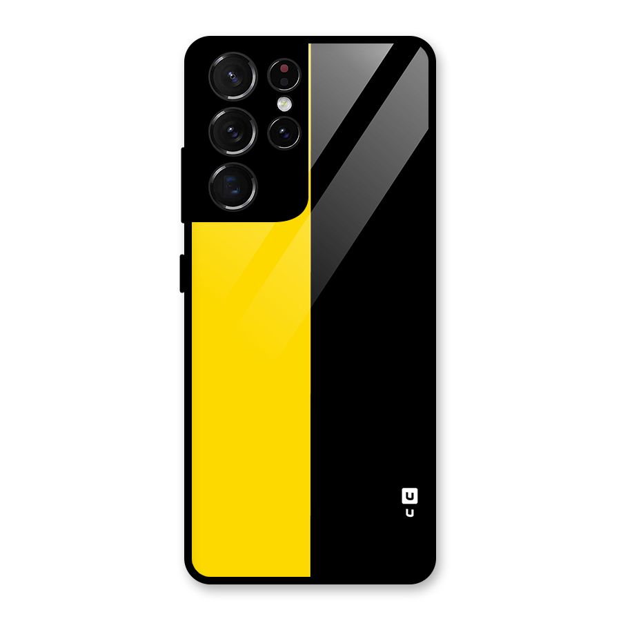 Yellow Black Super Minimalistic Glass Back Case for Galaxy S21 Ultra 5G