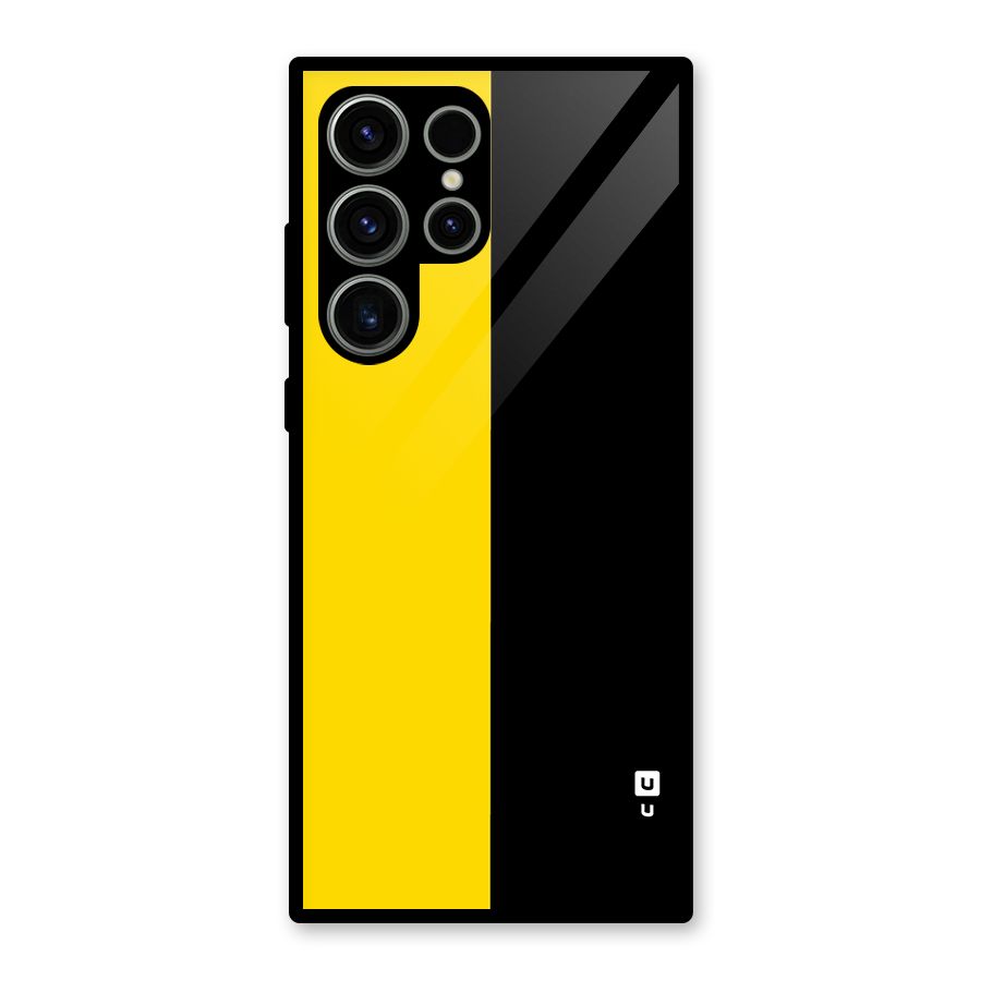Yellow Black Super Minimalistic Glass Back Case for Galaxy S23 Ultra