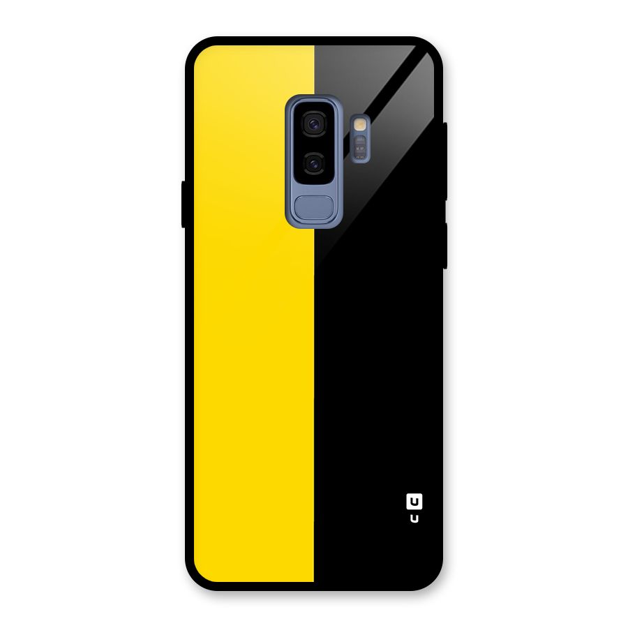 Yellow Black Super Minimalistic Glass Back Case for Galaxy S9 Plus