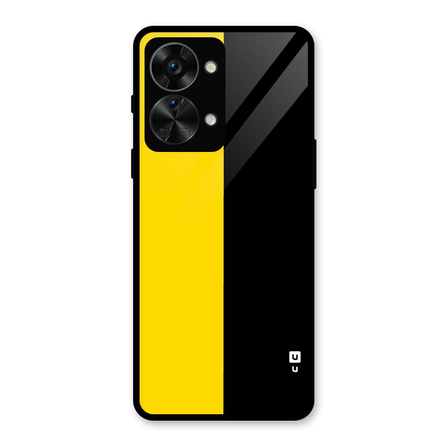Yellow Black Super Minimalistic Glass Back Case for OnePlus Nord 2T