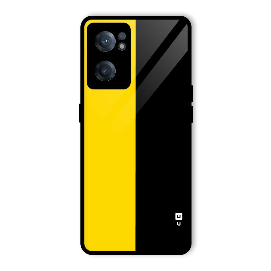Yellow Black Super Minimalistic Glass Back Case for OnePlus Nord CE 2 5G