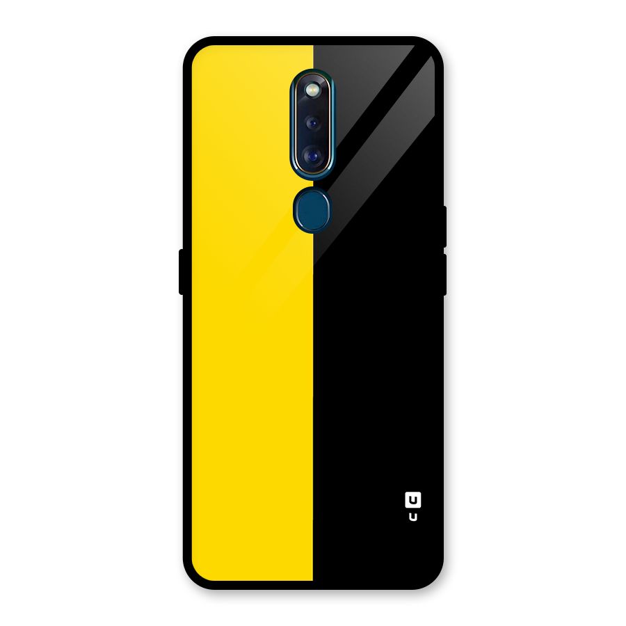 Yellow Black Super Minimalistic Glass Back Case for Oppo F11 Pro