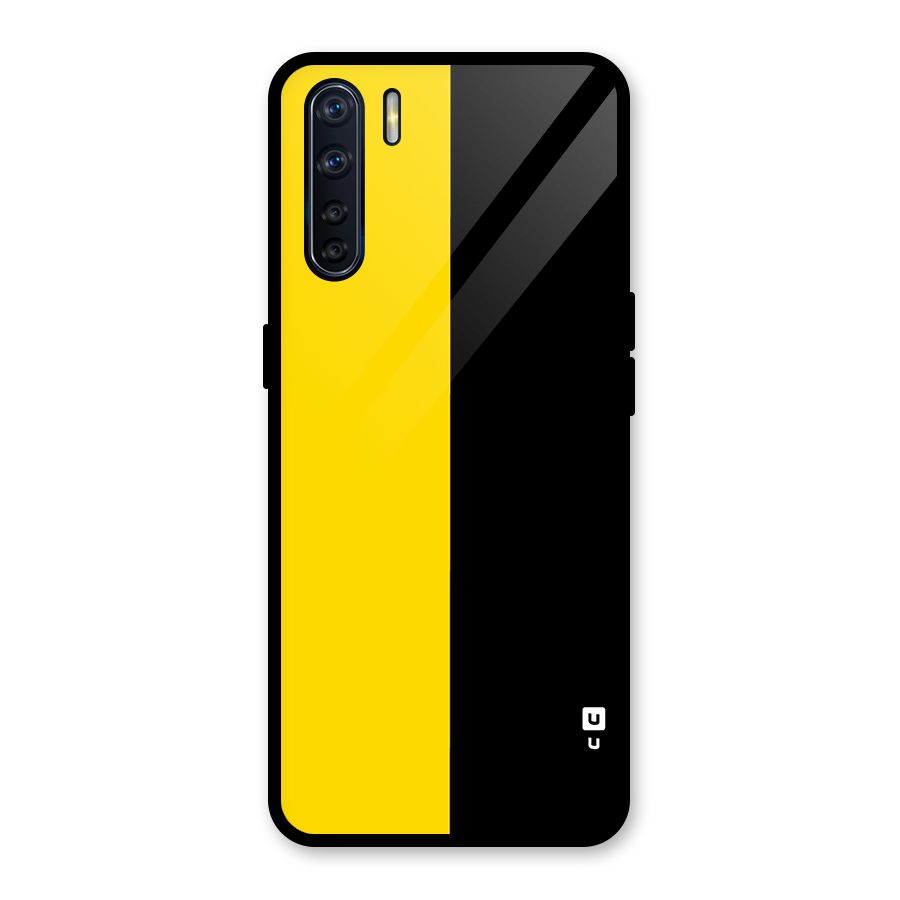 Yellow Black Super Minimalistic Glass Back Case for Oppo F15