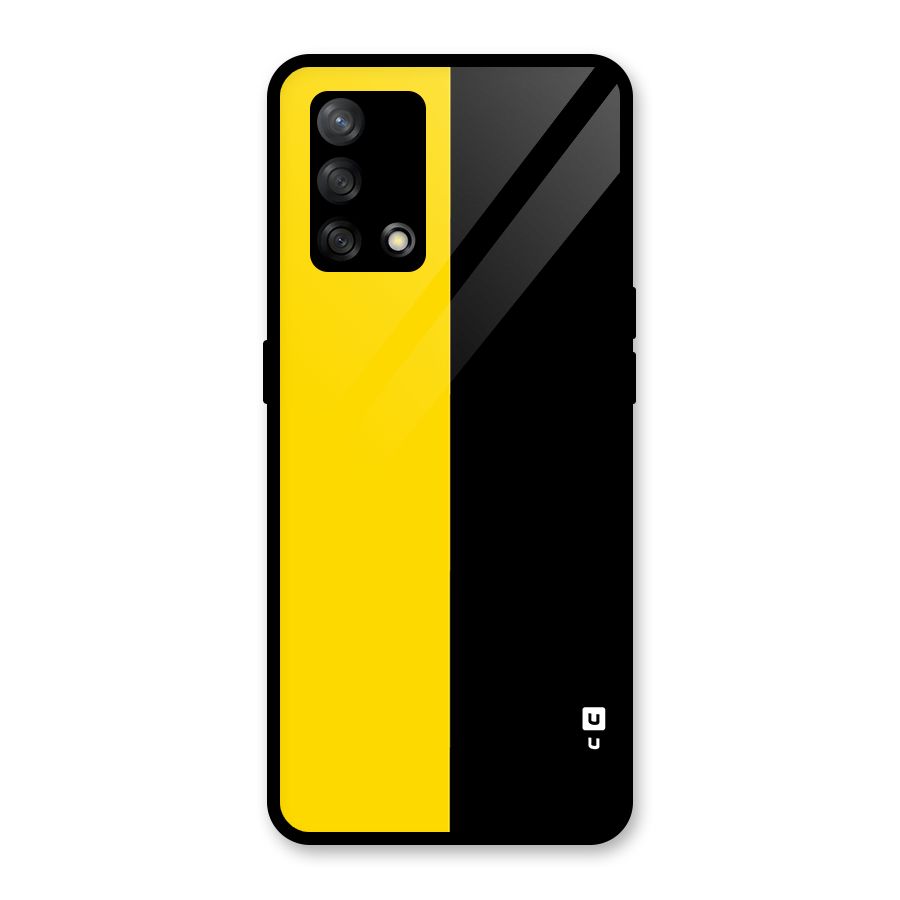 Yellow Black Super Minimalistic Glass Back Case for Oppo F19s