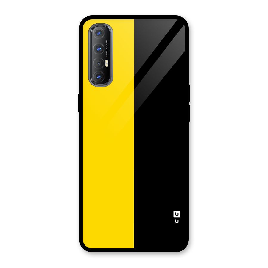 Yellow Black Super Minimalistic Glass Back Case for Oppo Reno3 Pro
