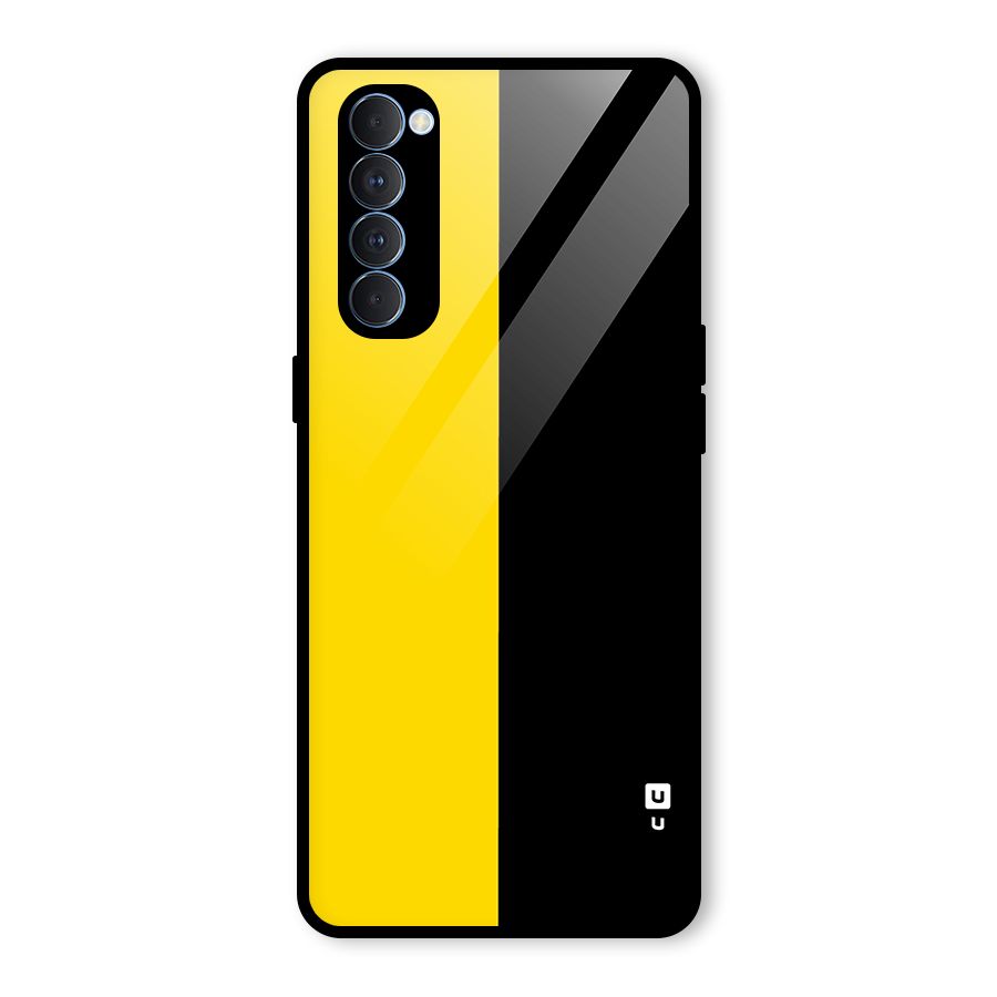 Yellow Black Super Minimalistic Glass Back Case for Oppo Reno4 Pro