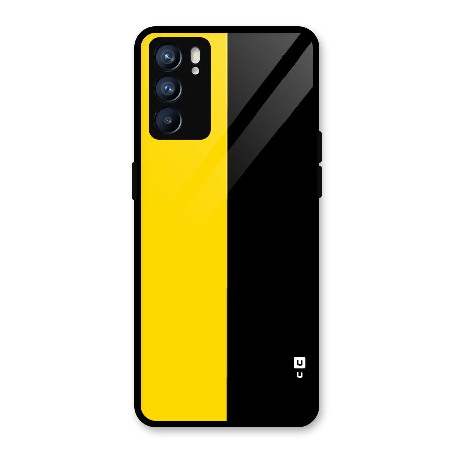 Yellow Black Super Minimalistic Glass Back Case for Oppo Reno6 5G