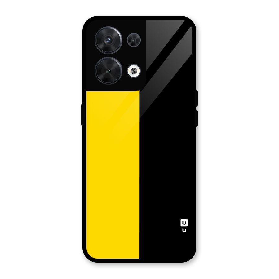 Yellow Black Super Minimalistic Glass Back Case for Oppo Reno8 5G