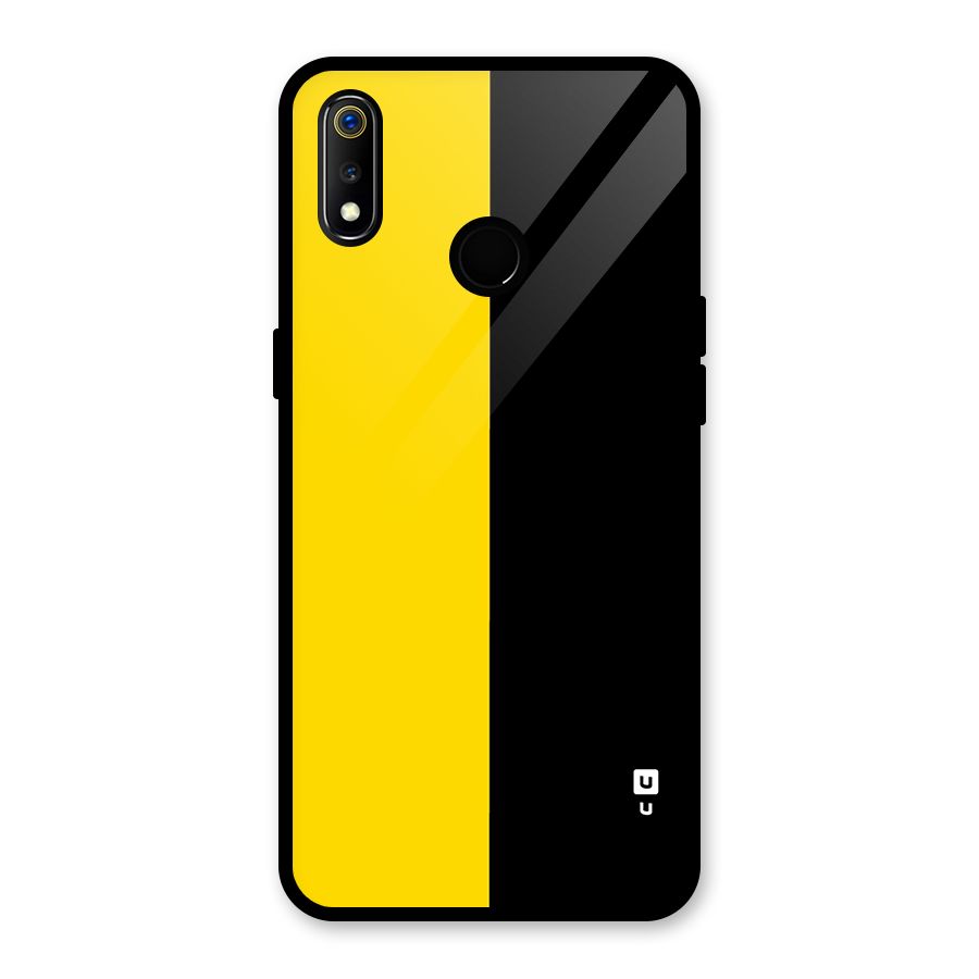 Yellow Black Super Minimalistic Glass Back Case for Realme 3i