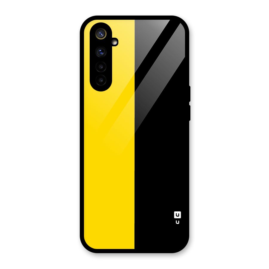 Yellow Black Super Minimalistic Glass Back Case for Realme 6