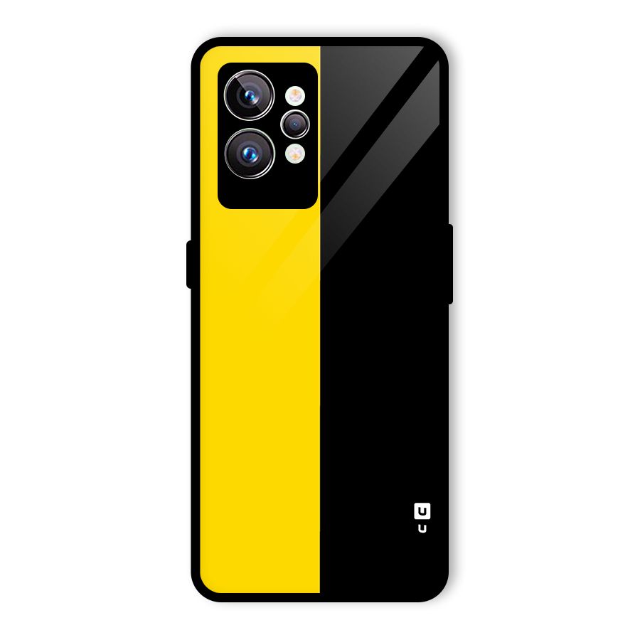Yellow Black Super Minimalistic Glass Back Case for Realme GT2 Pro