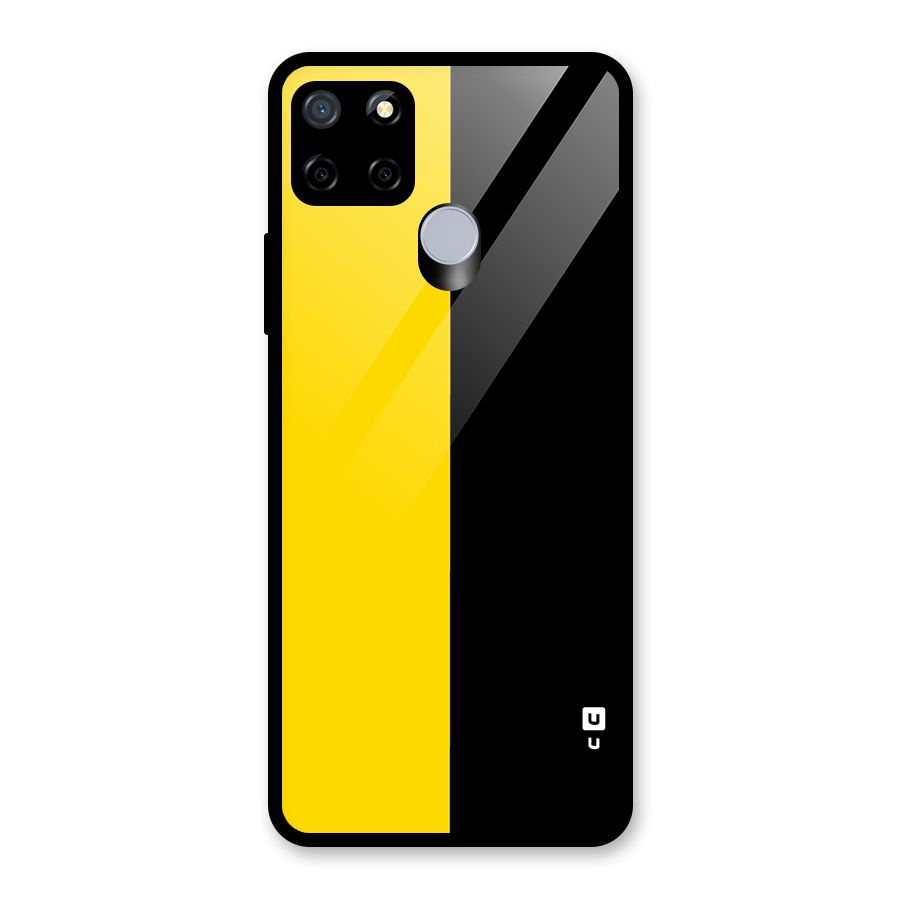 Yellow Black Super Minimalistic Glass Back Case for Realme Narzo 20