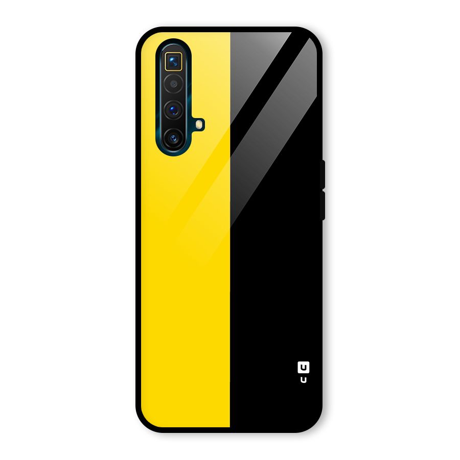 Yellow Black Super Minimalistic Glass Back Case for Realme X3