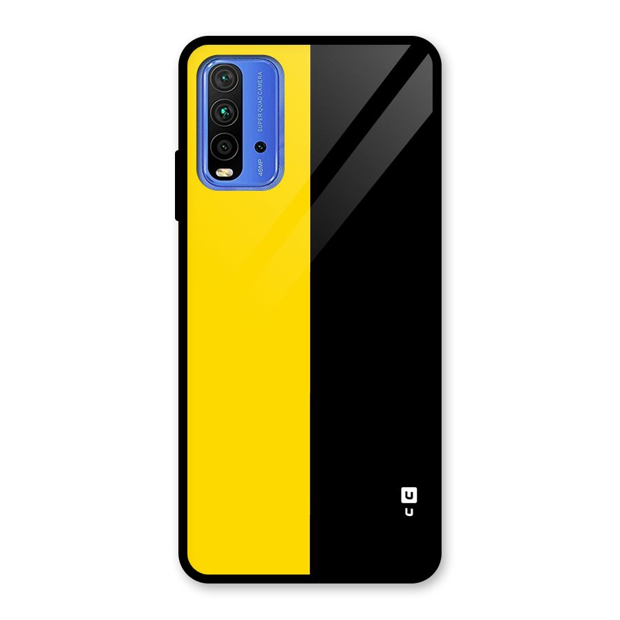 Yellow Black Super Minimalistic Glass Back Case for Redmi 9 Power