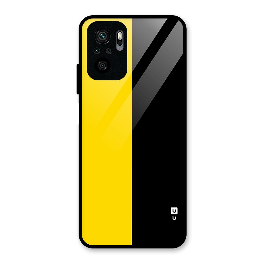 Yellow Black Super Minimalistic Glass Back Case for Redmi Note 10S