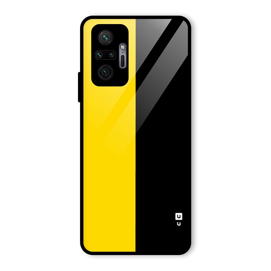 Yellow Black Super Minimalistic Glass Back Case for Redmi Note 10 Pro Max
