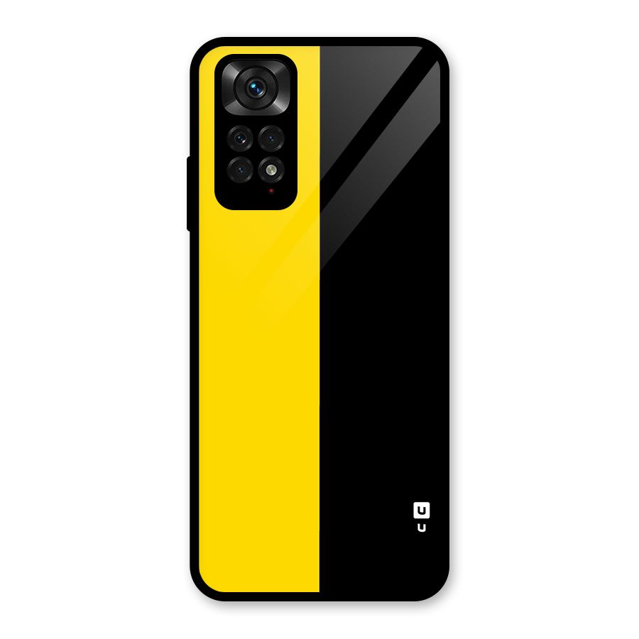 Yellow Black Super Minimalistic Glass Back Case for Redmi Note 11S