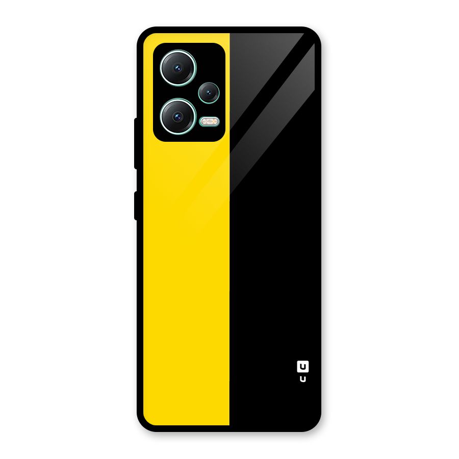 Yellow Black Super Minimalistic Glass Back Case for Redmi Note 12 5G