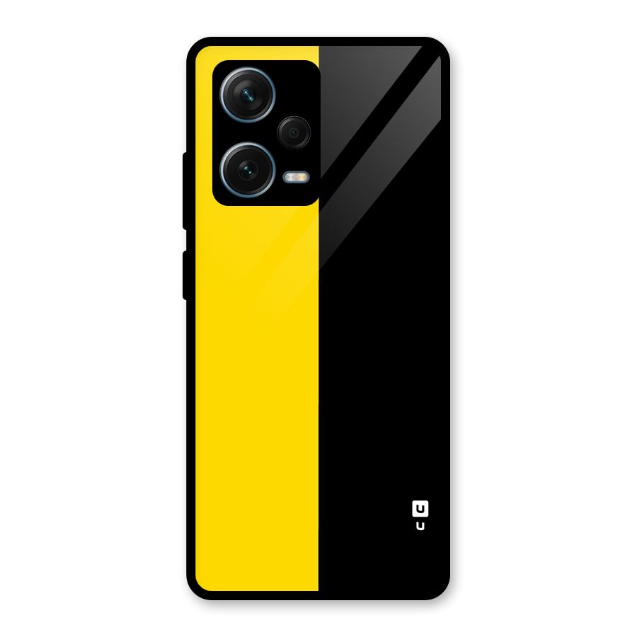 Yellow Black Super Minimalistic Glass Back Case for Redmi Note 12 Pro Plus 5G