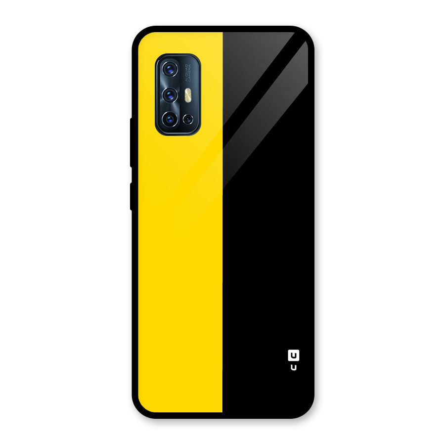 Yellow Black Super Minimalistic Glass Back Case for Vivo V17