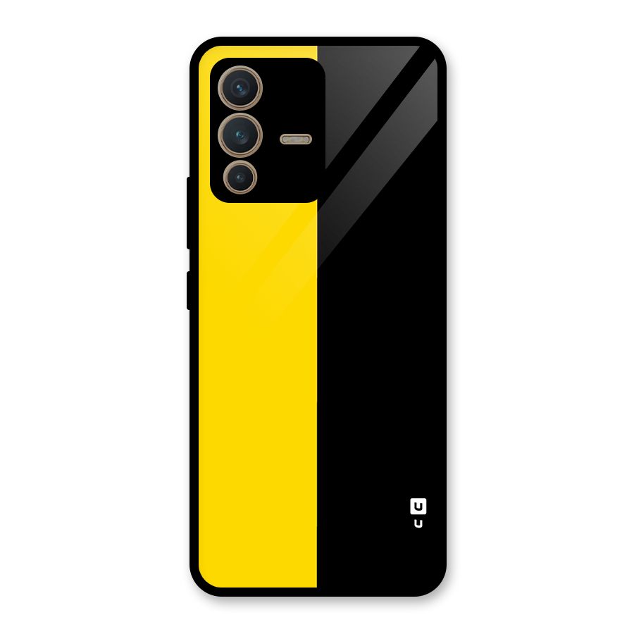 Yellow Black Super Minimalistic Glass Back Case for Vivo V23 5G