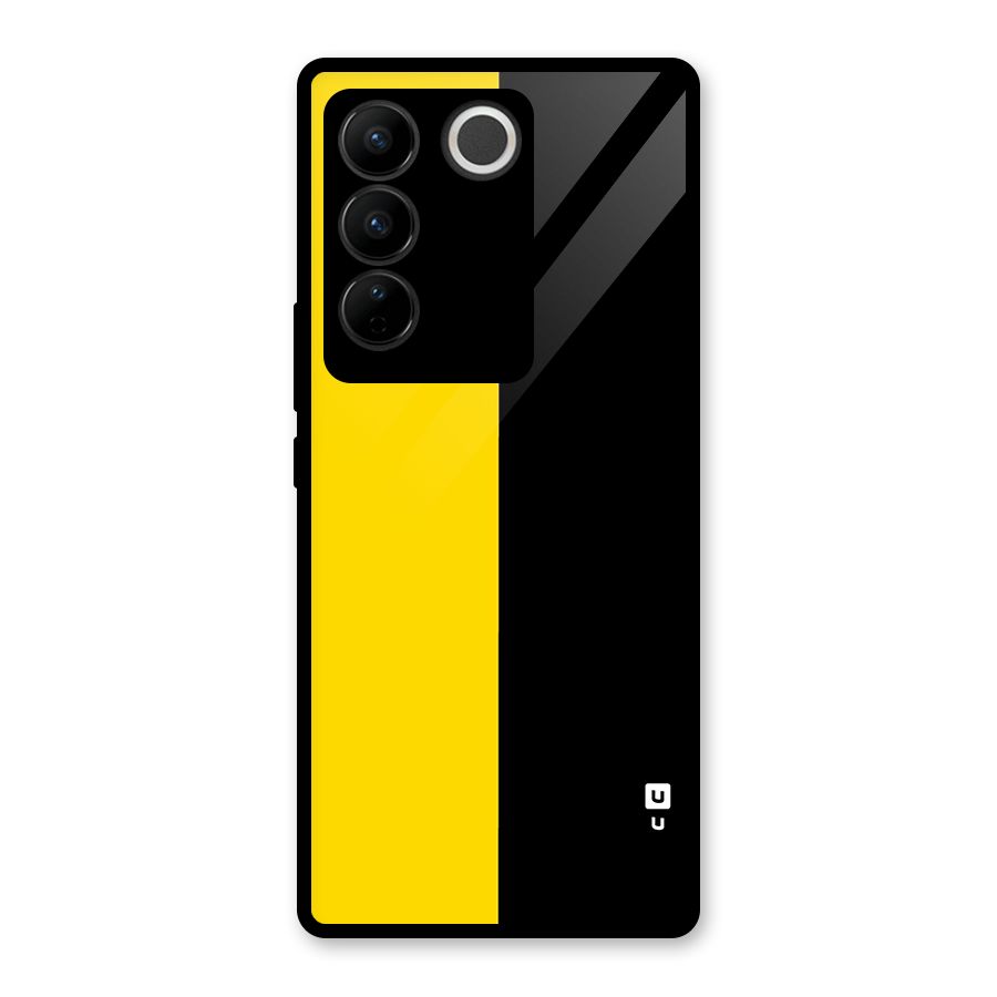 Yellow Black Super Minimalistic Glass Back Case for Vivo V27 Pro