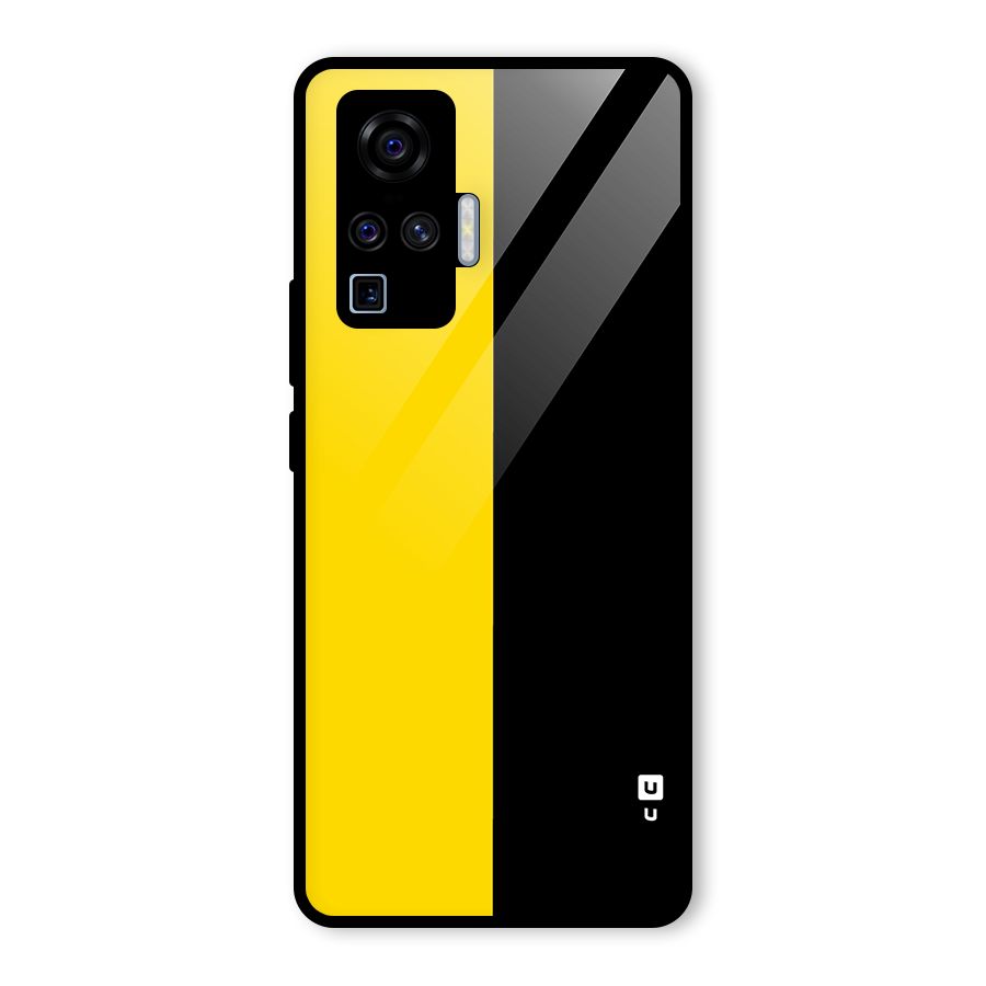 Yellow Black Super Minimalistic Glass Back Case for Vivo X50 Pro