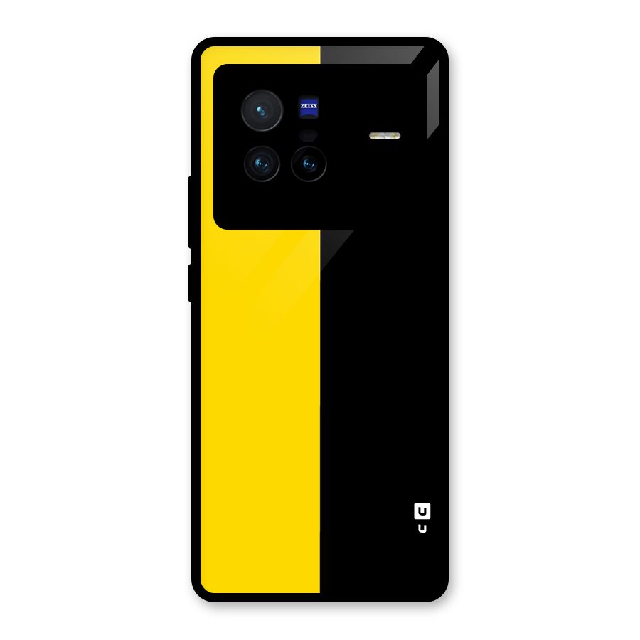 Yellow Black Super Minimalistic Glass Back Case for Vivo X80