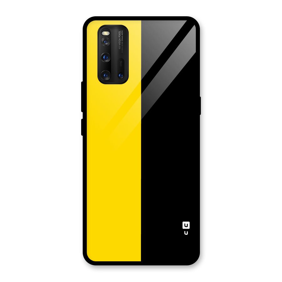 Yellow Black Super Minimalistic Glass Back Case for Vivo iQOO 3