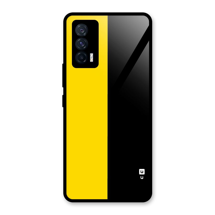 Yellow Black Super Minimalistic Glass Back Case for Vivo iQOO 7 5G